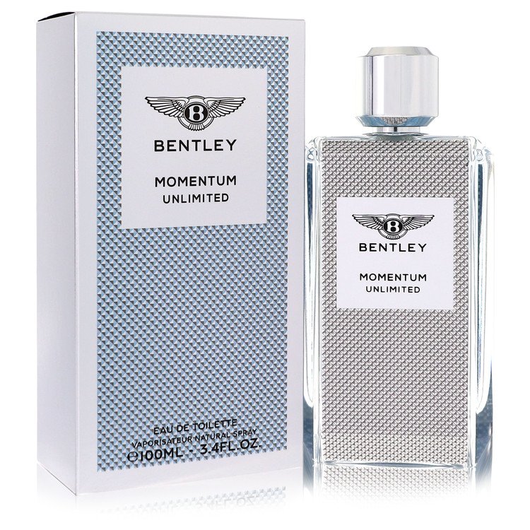 image showing the bottle and packaging for Bentley Momentum Unlimited Cologne By Bentley Eau De Toilette Spray 100ml