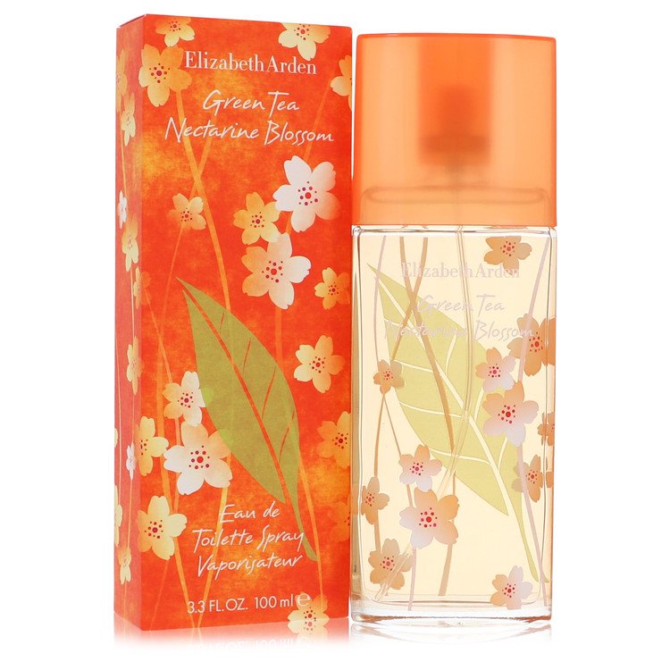 image showing the bottle and packaging for Green Tea Nectarine Blossom Perfume By Elizabeth Arden Eau De Toilette Spray 100ml