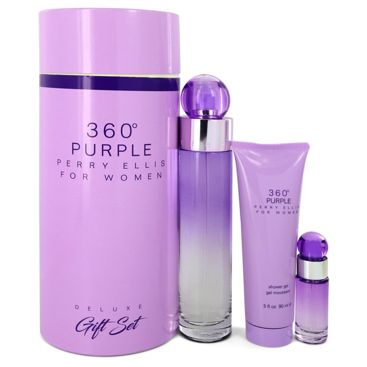 Image showing what you will get when you purchase Perry Ellis 360 Purple Perfume By Perry Ellis Gift Set