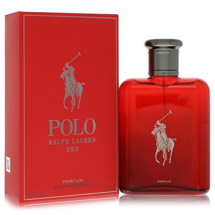 Red Polo Ralph Lauren perfume bottle and packaging on a white background