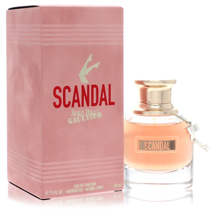 Scandal perfume bottle and packaging on a white background