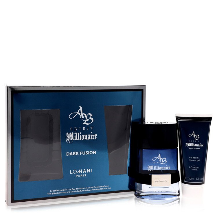 Image showing what you will get when you purchase Spirit Millionaire Dark Fusion Cologne By Lomani Gift Set