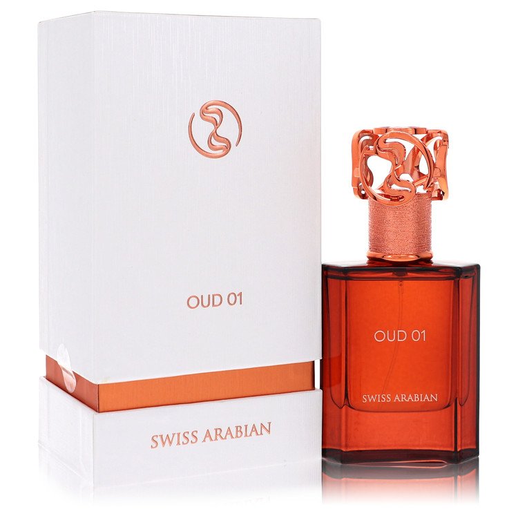 image showing the bottle and packaging for Swiss Arabian Oud 01 Cologne by Swiss Arabian Eau De Parfum Spray (Unisex)  50ml