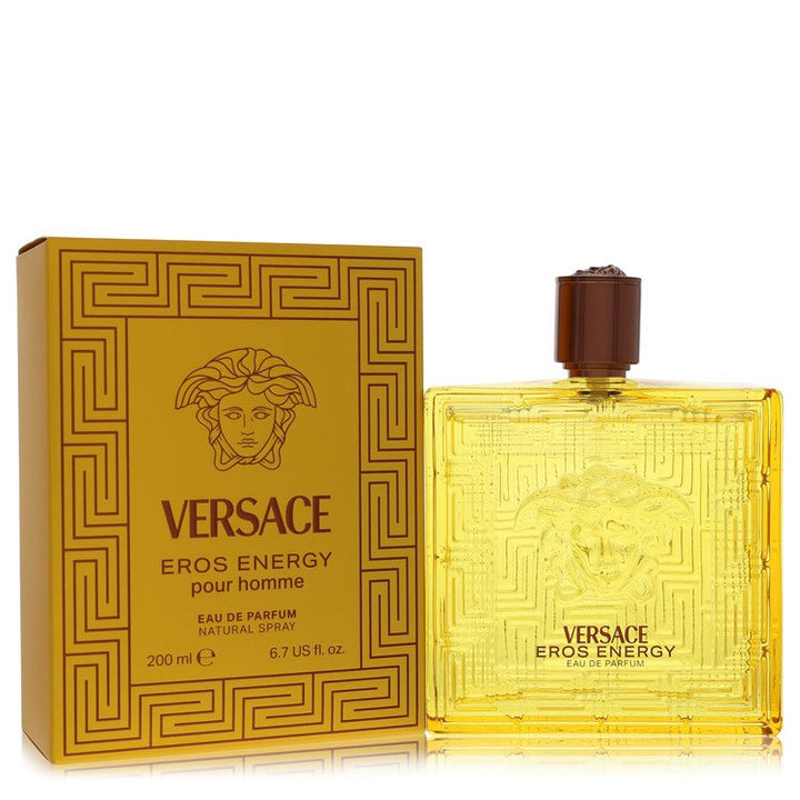 Versace Eros Energy perfume bottle and packaging on a white background