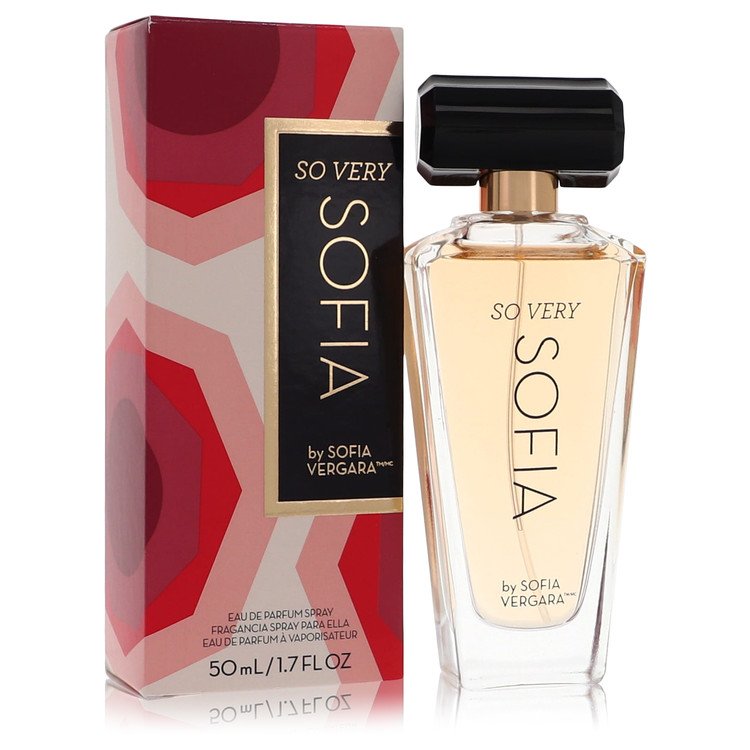 Perfume bottle and packaging of 'So Very Sofia' by Sofia Vergara on a white background