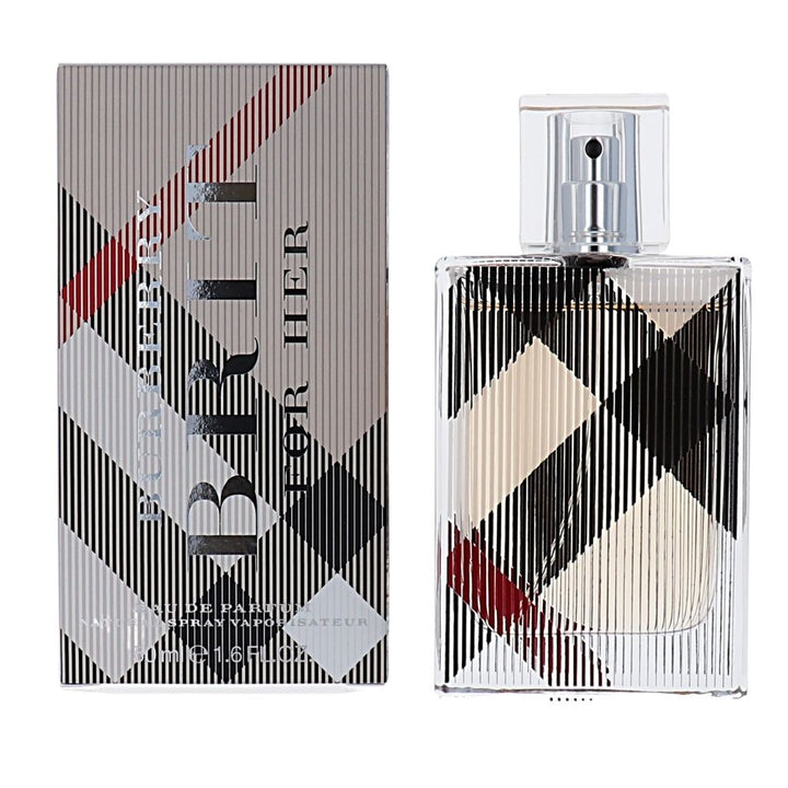 image showing the bottle and packaging for Burberry Brit Perfume By Burberry Eau De Parfum Spray 50ml