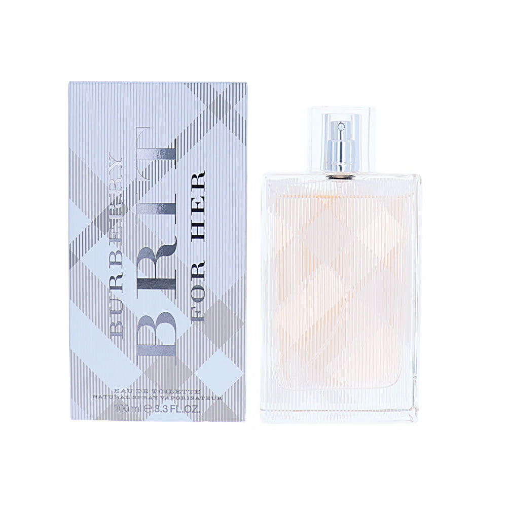 image showing the bottle and packaging for Burberry Brit Perfume By Burberry Eau De Toilette Spray 100ml