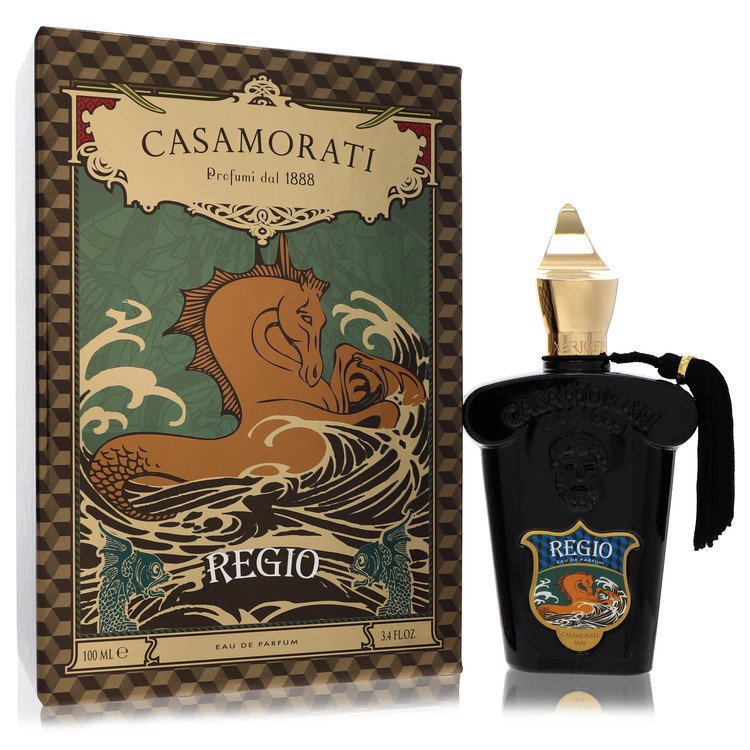 image showing the bottle and packaging for 1888 Regio Perfume by Xerjoff Eau De Parfum Spray (Unisex)  100ml