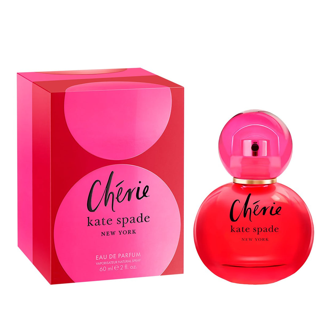 image showing the bottle and packaging for Kate Spade Cherie Perfume By Kate Spade Eau De Parfum Spray 59ml