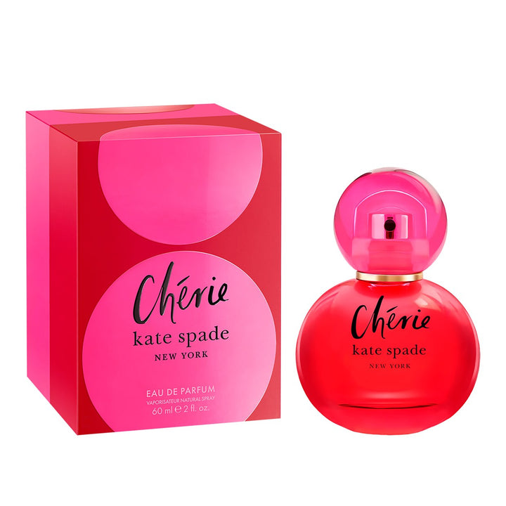 image showing the bottle and packaging for Kate Spade Cherie Perfume By Kate Spade Eau De Parfum Spray 59ml