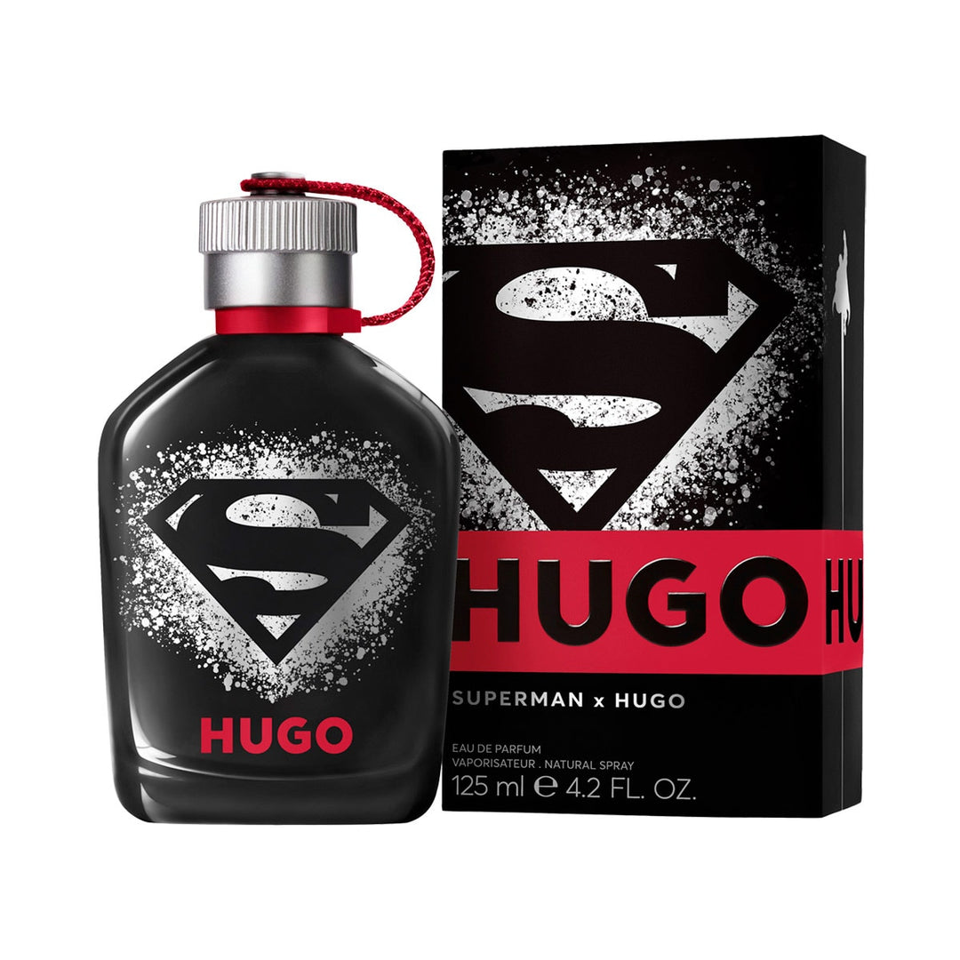 image showing the bottle and packaging for Hugo Boss Hugo X Superman 125ml
