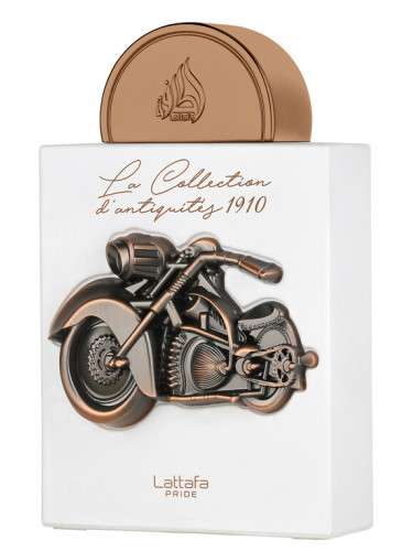 image showing the bottle and packaging for Lattafa Pride   La Collection   D'antiquites 1910 (Bike) EDP Spray 100ml