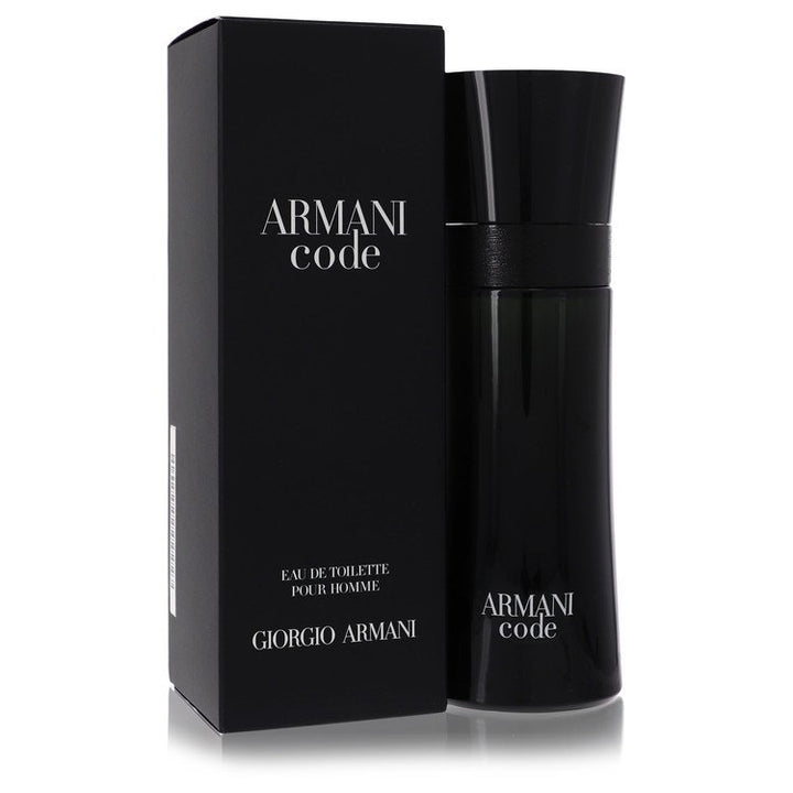 Armani Code perfume bottle and packaging on a white background