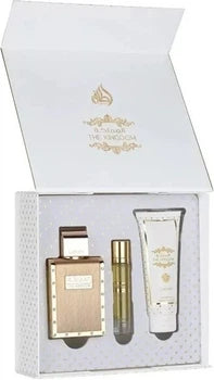 Lattafa The Kingdom Man 3 pcs Gift Set   100ml EDP + 12ml Travel Spray + 100ml Shower Gel set  - Just Perfume