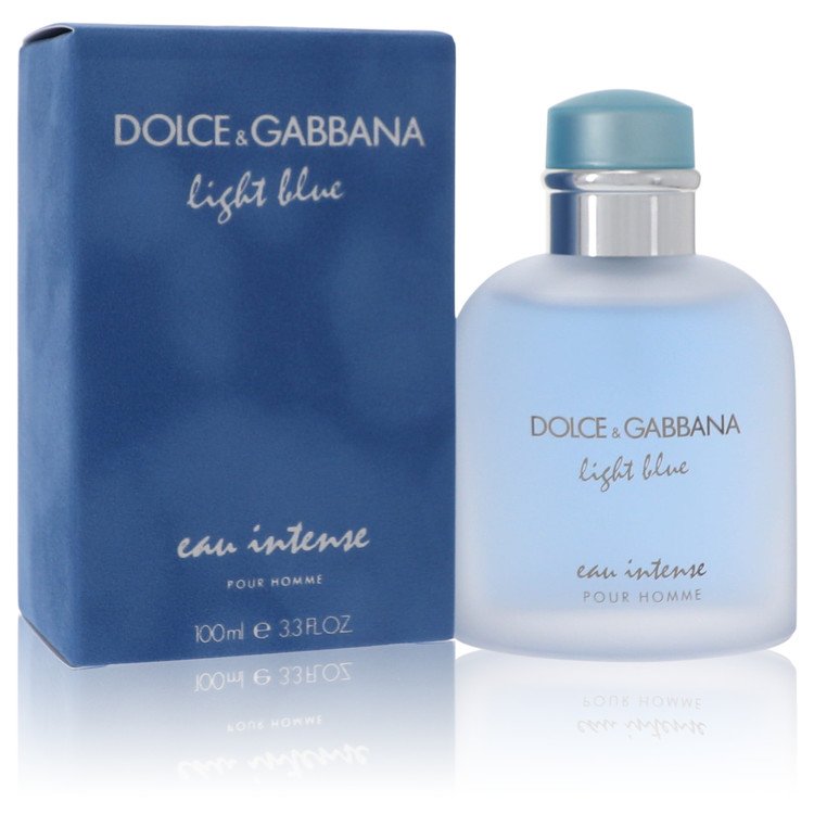 Dolce & Gabbana Light Blue Eau Intense perfume bottle and packaging on a white background