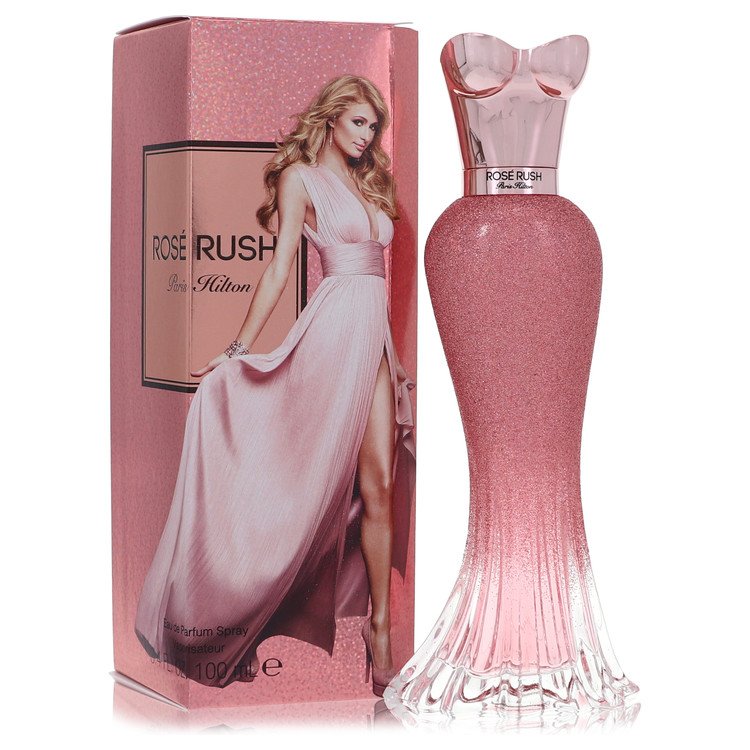 image showing the bottle and packaging for Paris Hilton Rose Rush Perfume By Paris Hilton Fragrance Mist 240ml
