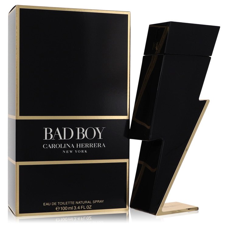 image showing the bottle and packaging for Bad Boy Perfume By Carolina Herrera Eau De Parfum Spray 150ml