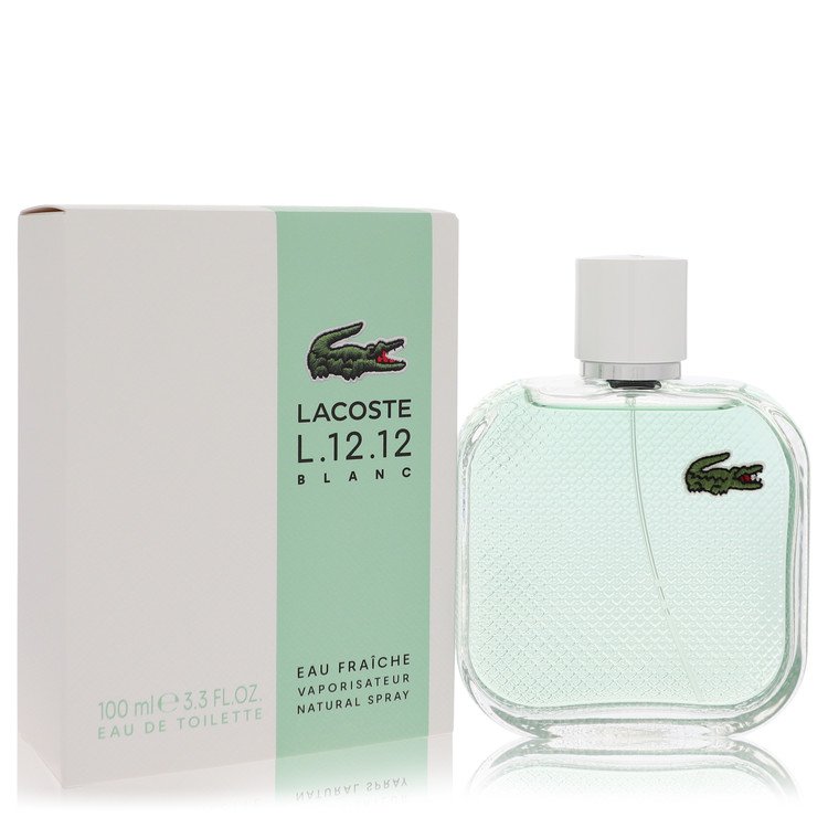 image showing the bottle and packaging for Lacoste Eau De Lacoste L.12.12 Blanc Eau Fraichie Perfume By Lacoste Eau De Toilette Spray 100ml