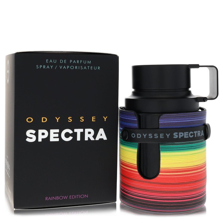 image showing the bottle and packaging for Armaf Odyssey Spectra Rainbow Edition Perfume By Armaf Deodorant Spray 200ml