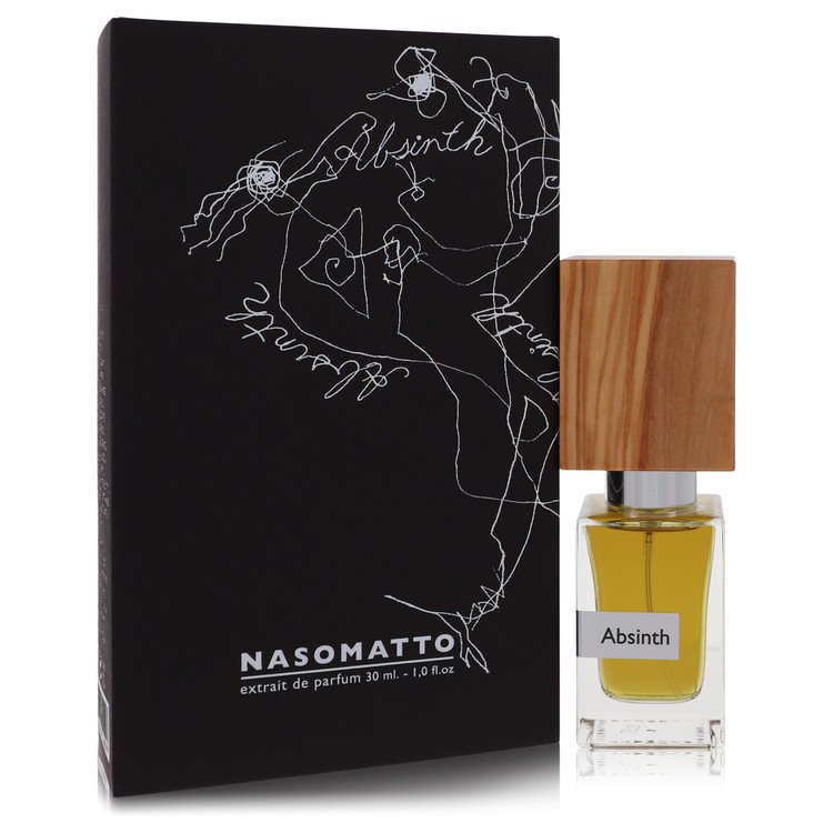 image showing the bottle and packaging for Nasomatto Absinth Perfume By Nasomatto Extrait De Parfum (Pure Perfume) 30ml