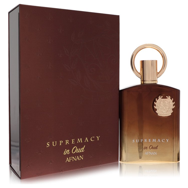 image showing the bottle and packaging for Afnan Supremacy In Oud Cologne By Afnan Eau De Parfum Spray 100ml