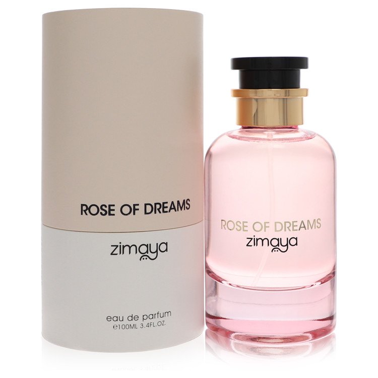 image showing the bottle and packaging for Afnan Zimaya Rose Of Dreams Perfume By Afnan Eau De Parfum Spray (Unisex) 100ml