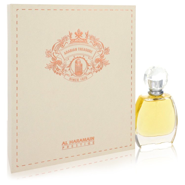 image showing the bottle and packaging for Al Haramain Arabian Treasure Perfume By Al Haramain Eau De Parfum Spray 70ml