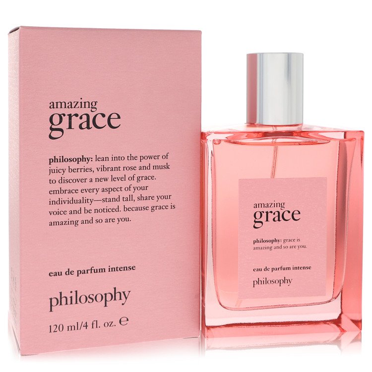 image showing the bottle and packaging for Amazing Grace Perfume By Philosophy Eau De Parfum Intense Spray 120ml