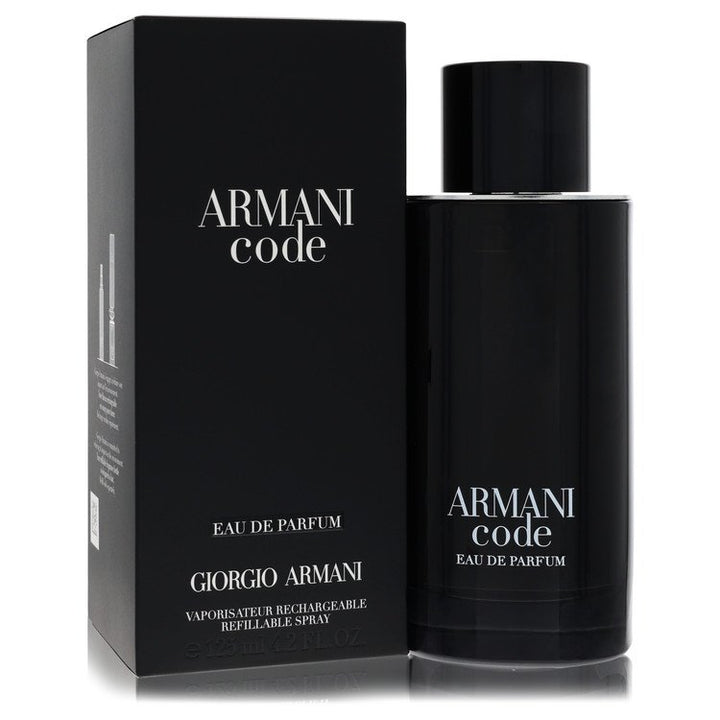 Armani Code perfume bottle and packaging on a white background