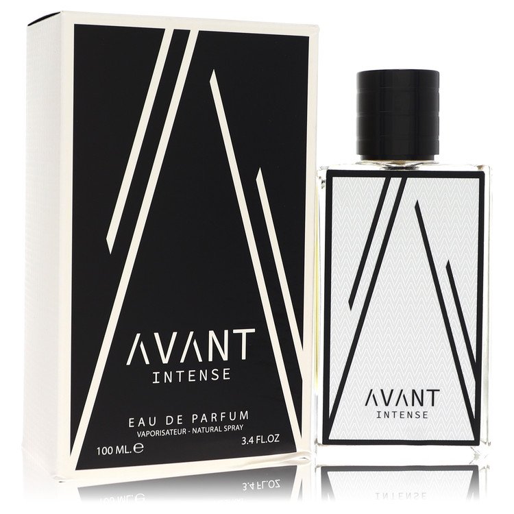 image showing the bottle and packaging for Avant Intense Cologne By Fragrance World Eau De Parfum Spray 100ml