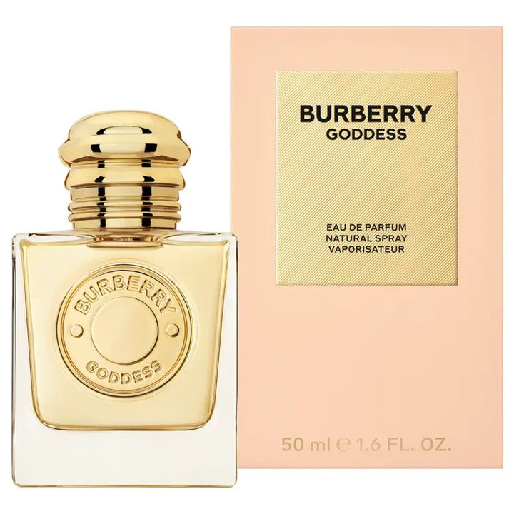 image showing the bottle and packaging for Burberry Goddess Perfume By Burberry Eau De Parfum Refillable Spray 50ml