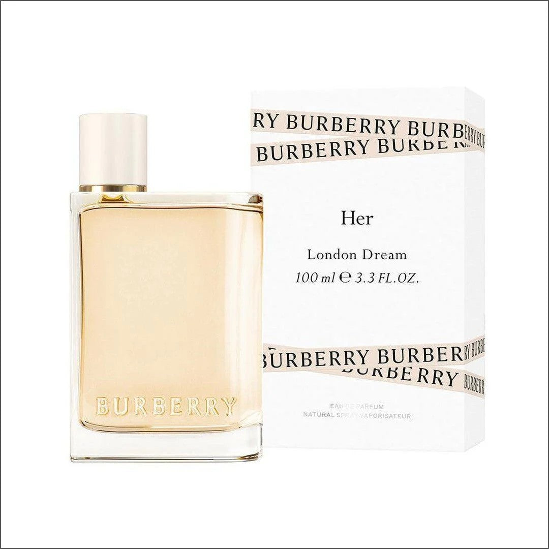 image showing the bottle and packaging for Burberry Her London Dream Perfume By Burberry Eau De Parfum Spray 100ml