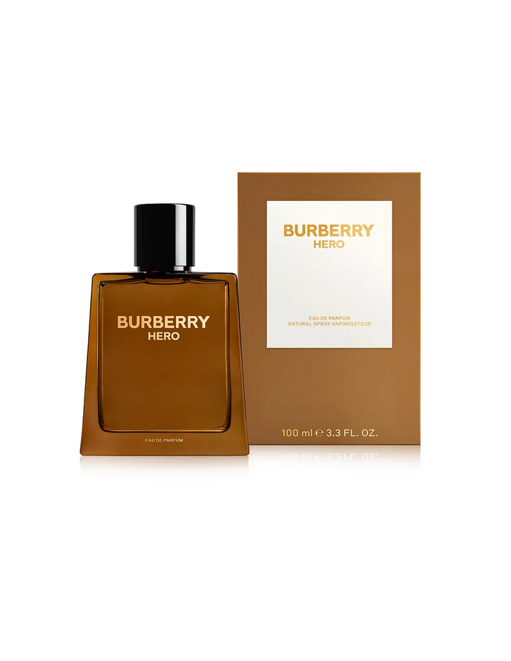 image showing the bottle and packaging for Burberry Hero Cologne By Burberry Eau De Parfum Spray 100ml
