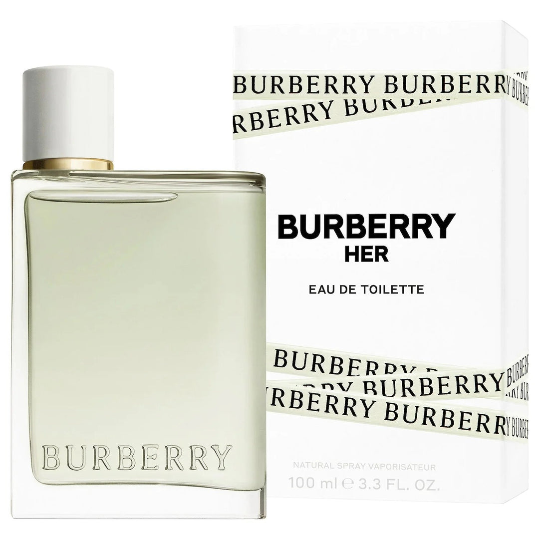 image showing the bottle and packaging for Burberry Her Perfume By Burberry Eau De Toilette Spray 100ml
