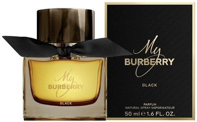 image showing the bottle and packaging for My Burberry Black Perfume By Burberry Eau De Parfum Spray 50ml
