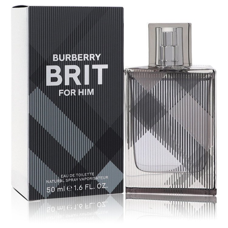 Burberry Brit for Him perfume bottle and packaging on a white background