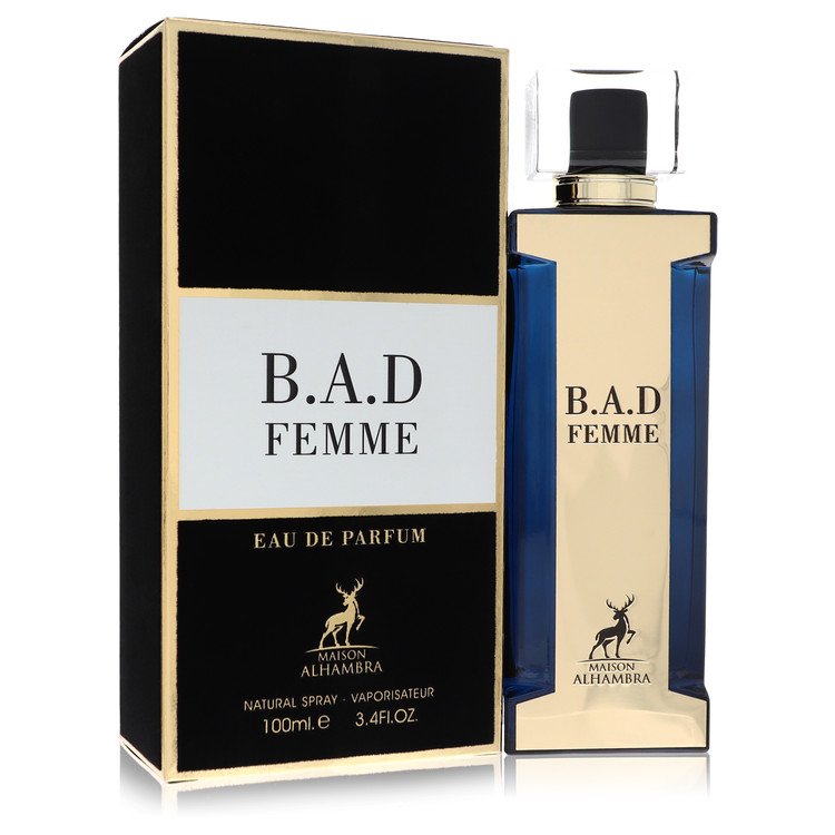 B.A.D Femme perfume bottle and packaging on a white background