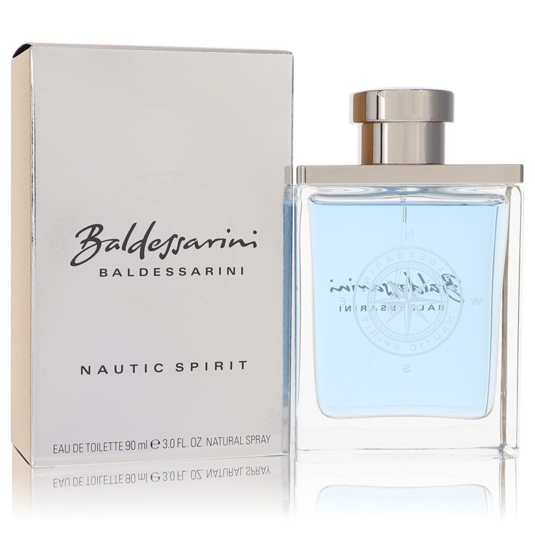 image showing the bottle and packaging for Baldessarini Nautic Spirit Cologne By Maurer & Wirtz Eau De Toilette Spray 90ml