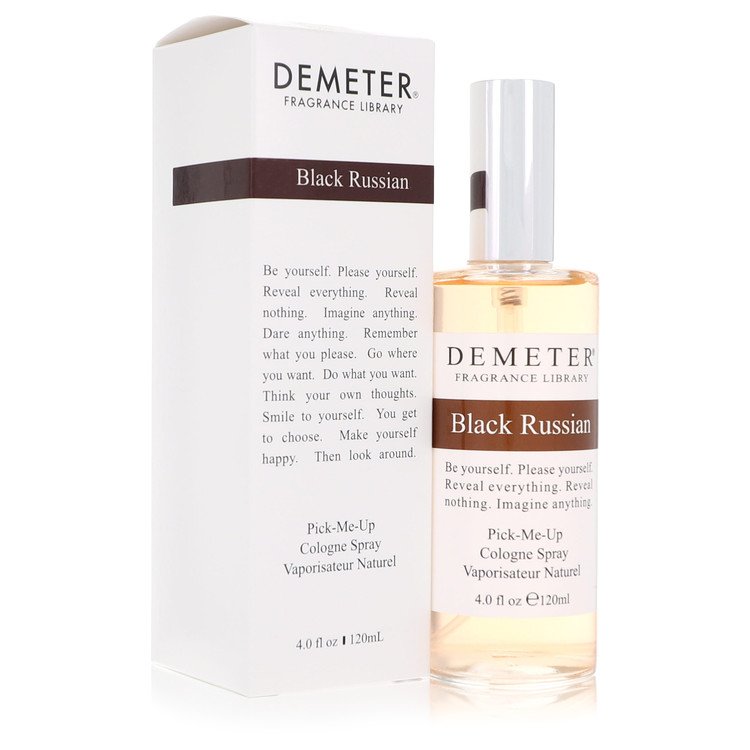 Image showing the packaging and bottle for the 120ml version of Demeter Black Russian Cologne