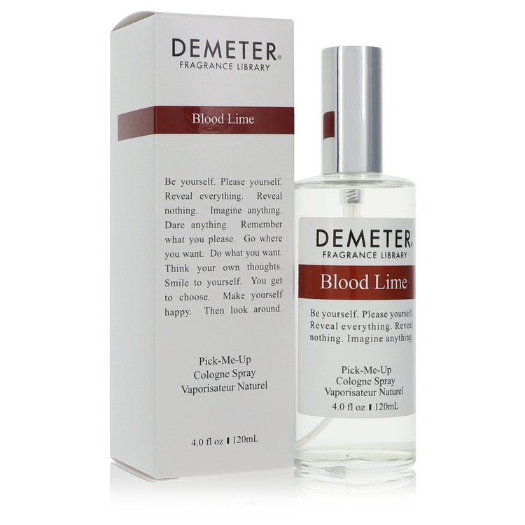 image showing the bottle and packaging for Demeter Blood Lime Cologne By Demeter Pick Me Up Cologne Spray (Unisex) 120ml