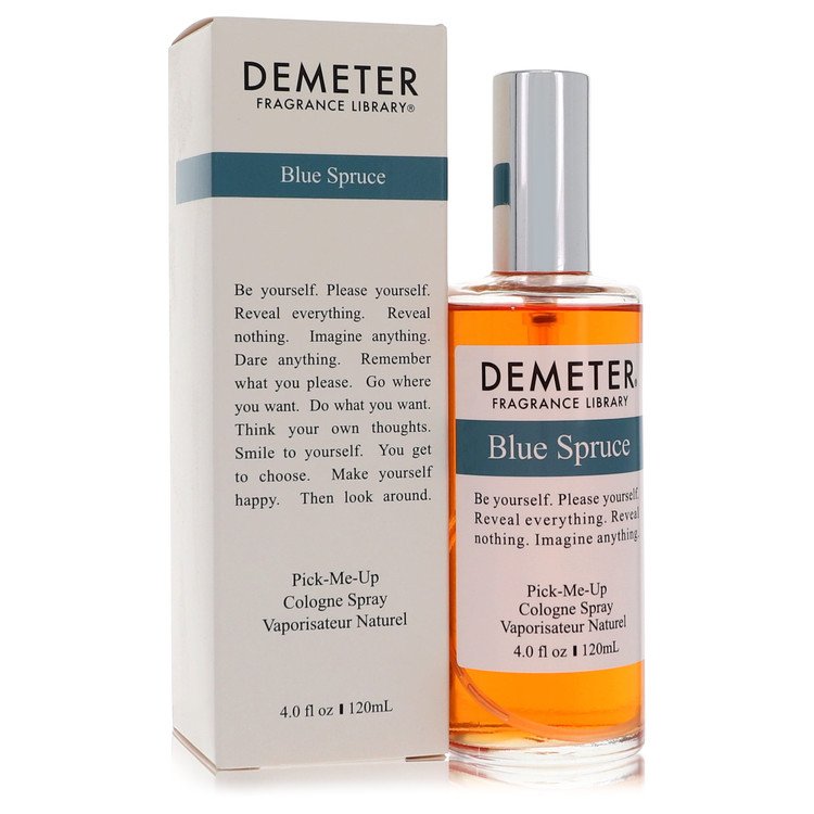 image showing the bottle and packaging for Demeter Blue Spruce Perfume By Demeter Cologne Spray 120ml