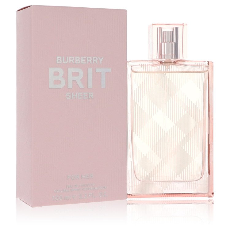 image showing the bottle and packaging for Burberry Brit Sheer Perfume By Burberry Eau De Toilette Spray 100ml