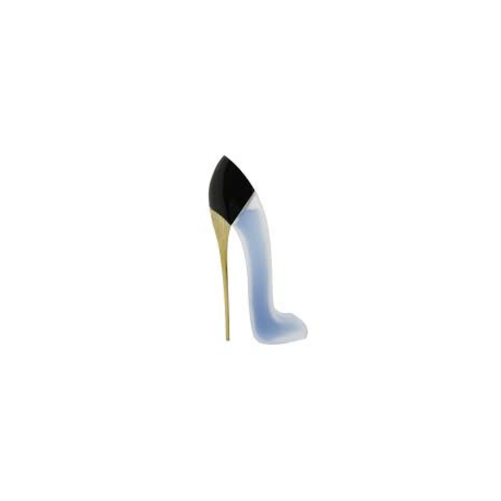 Glass object with black and gold tip on a white background