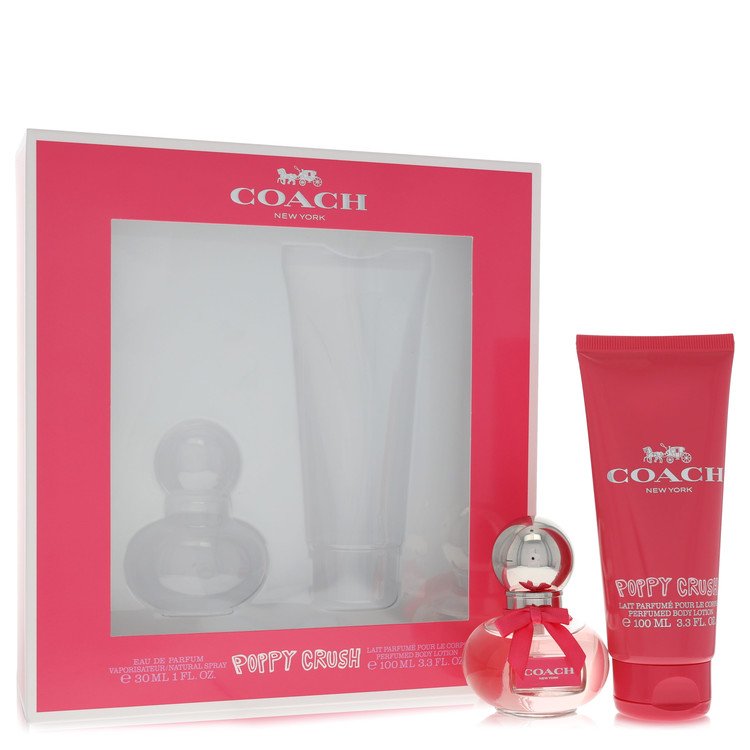 image showing the bottle and packaging for Coach Poppy Crush Perfume By Coach Gift Set set