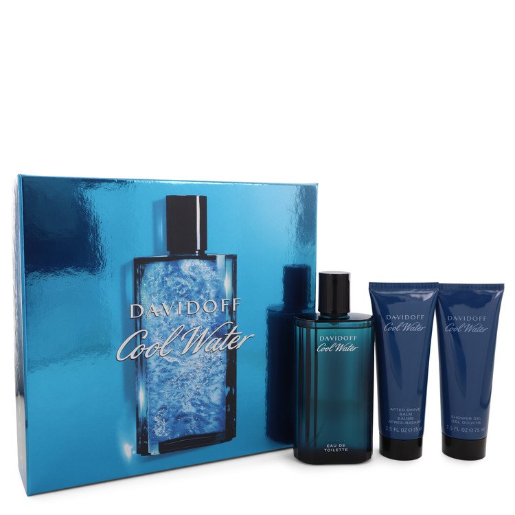 Cool Water Cologne By Davidoff Gift Set 125ml Eau De Toilette Spray + 75ml After Shave Balm + 75ml Shower Gel