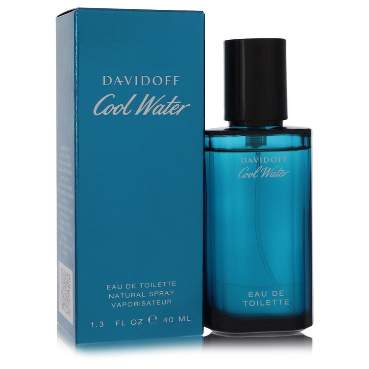 image showing the bottle and packaging for Cool Water Cologne By Davidoff Eau De Toilette Spray 40ml