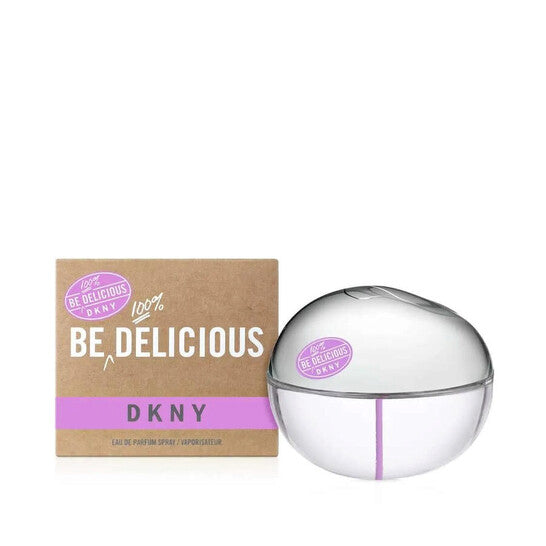 image showing the bottle and packaging for DKNY Be Delicious 100% Eau De Parfum 100ml