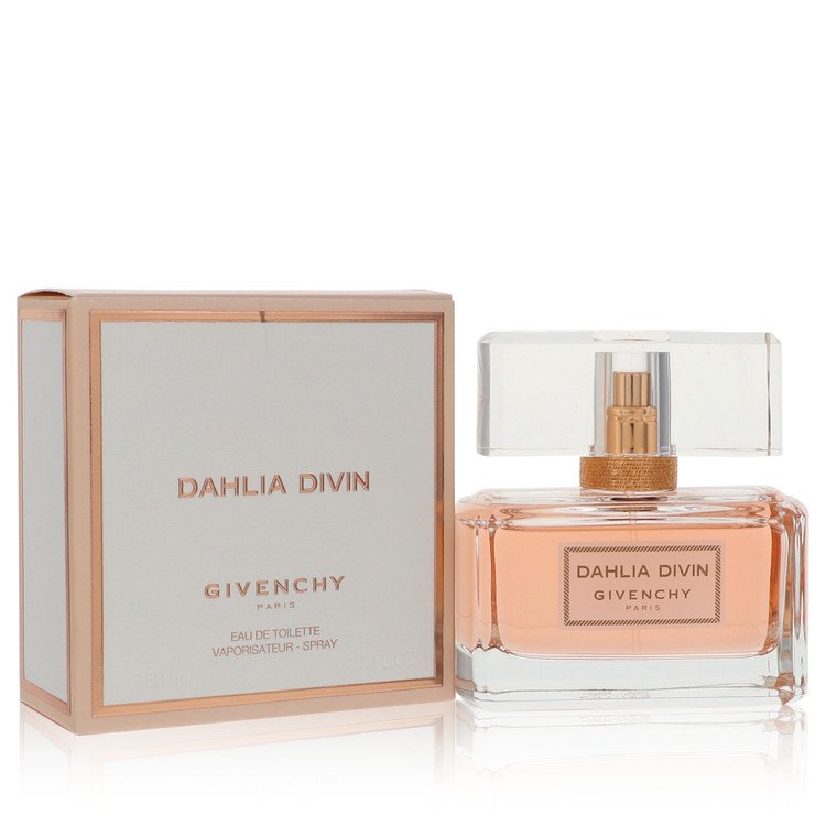 image showing the bottle and packaging for Dahlia Divin Perfume by Givenchy Eau De Toilette Spray 50ml