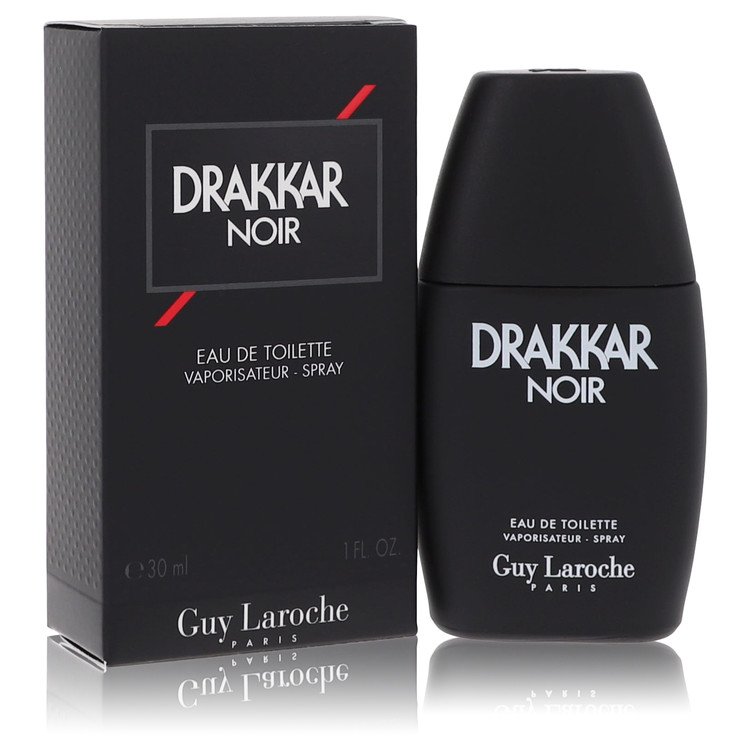 image showing the bottle and packaging for Drakkar Noir Cologne By Guy Laroche Eau De Toilette Spray 30ml