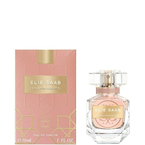 Elie Saab perfume bottle and packaging on a white background